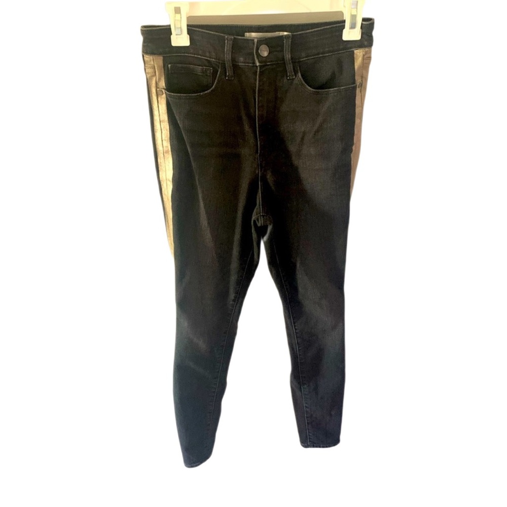 Athleta Sculptek Black Metallic Stripe Jean size 6
